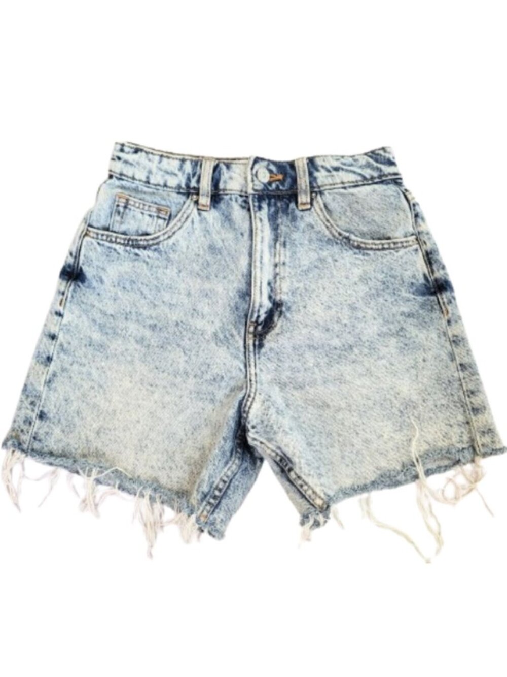 ZARA Acid Washed Cut Off Denim Blue Jean Shorts - Women's USA 0